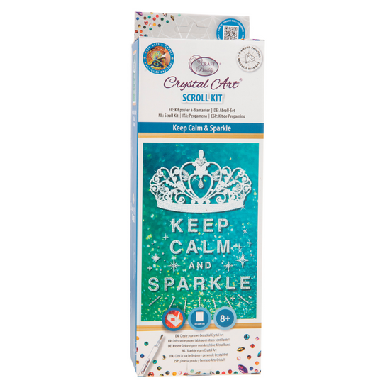 "Keep Calm & Sparkle" Mini Crystal Art Scroll Kit Front Packaging