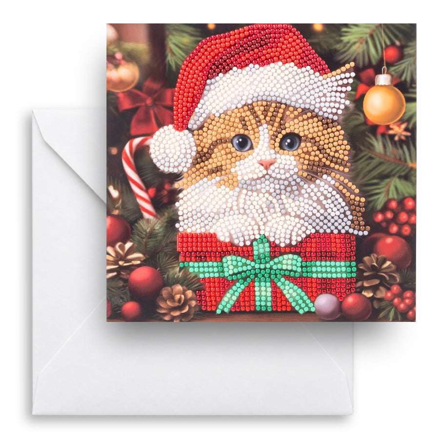 Kitten's Christmas Crystal Art Card Kit 18x18cm