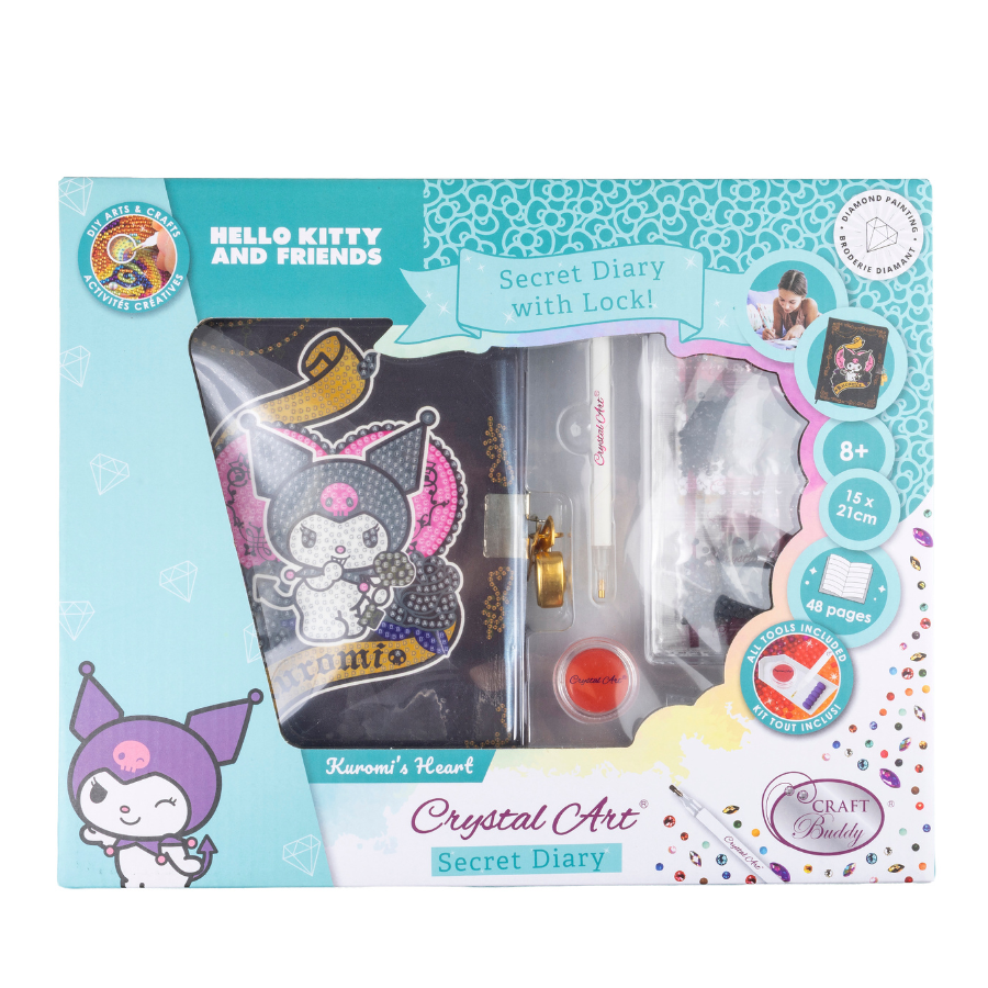 Kuromi's Heart Crystal Art Secret Diary Hello Kitty & Friends