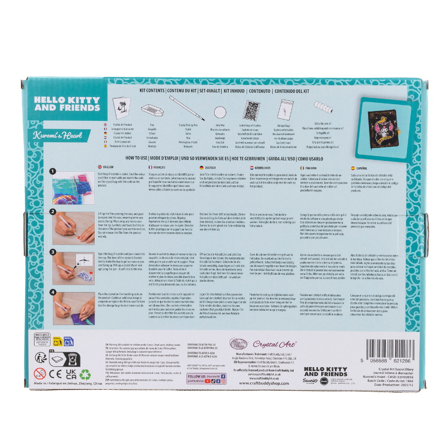 Kuromi's Heart Crystal Art Secret Diary Hello Kitty & Friends