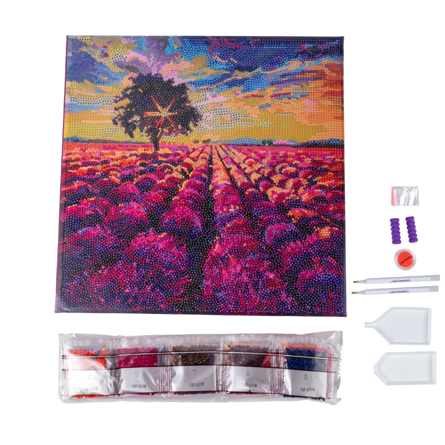 “Lavender Field” Crystal Art Canvas 30x30cm Content