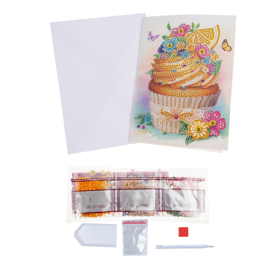 Lemon Cupcake Crystal Art Card Kit 12.6cm x 17.5cm