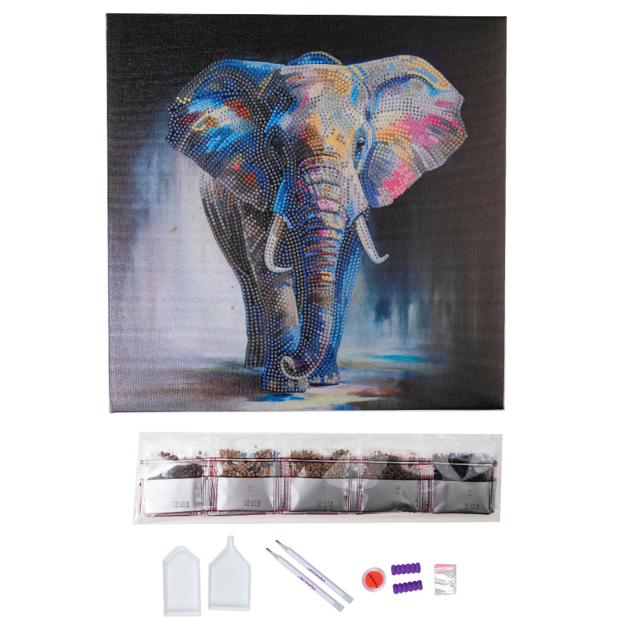 “Majestic Elephant” Crystal Art Canvas 30x30cm Content