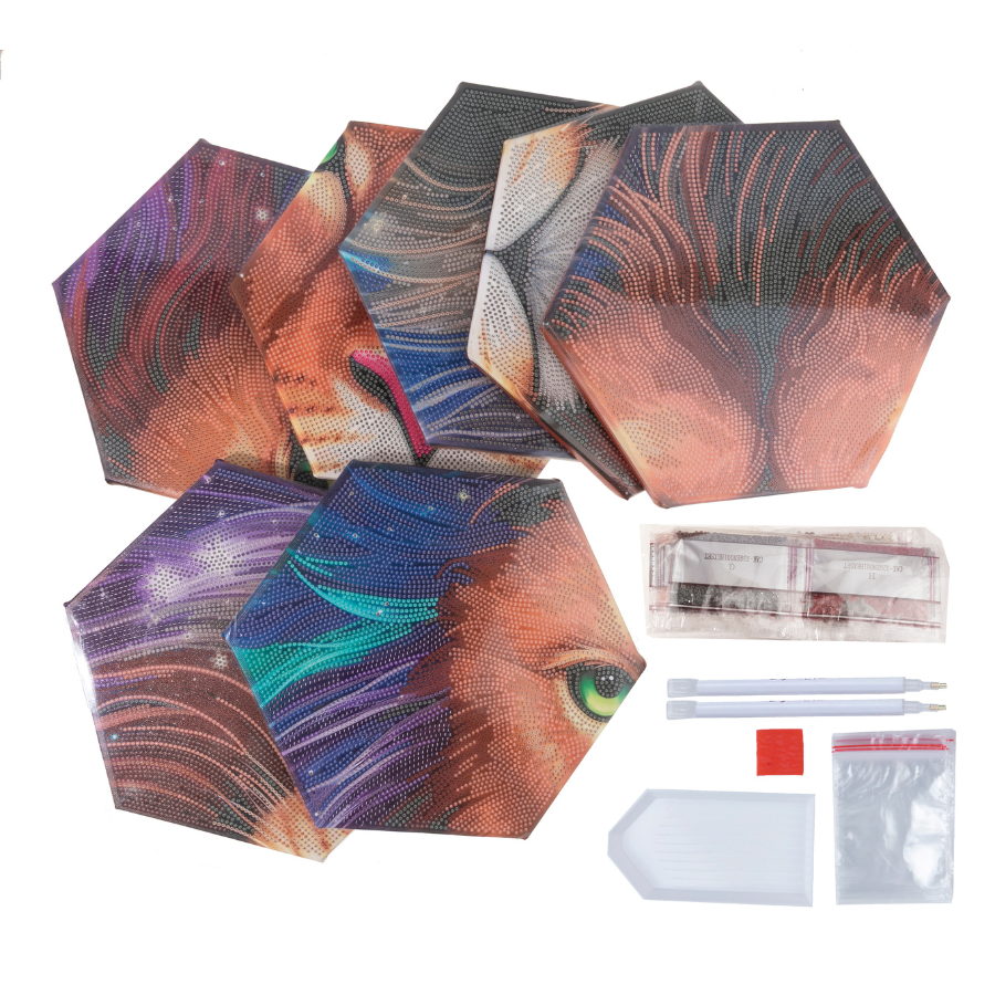 Majestic Lion Crystal Art Hexagon Decoration Kit