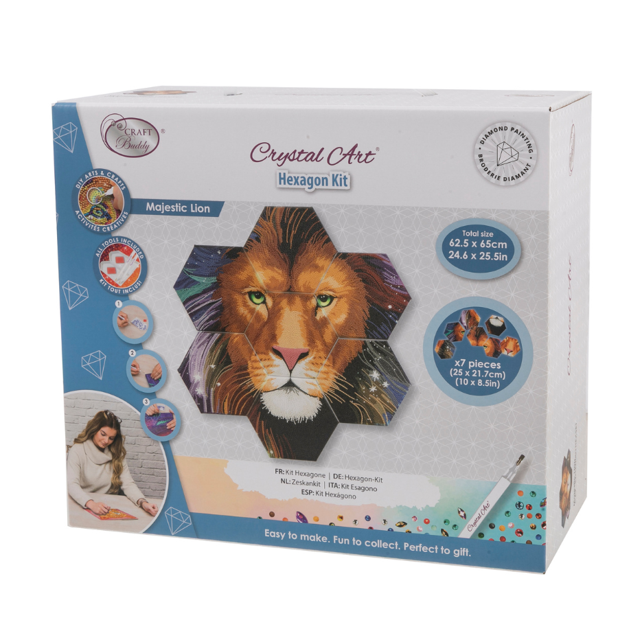 Majestic Lion Crystal Art Hexagon Decoration Kit