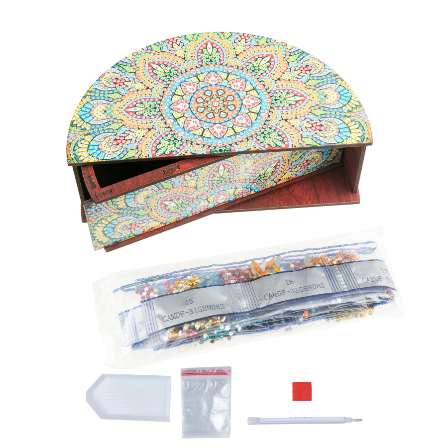 Mandala Treasure Crystal Art Wooden Box Kit