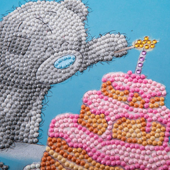 "Happy Birthday" Tatty Teddy Crystal Art Card - 18x18cm Close Up