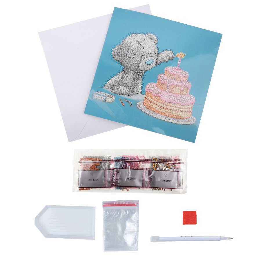 "Happy Birthday" Tatty Teddy Crystal Art Card - 18x18cm Content