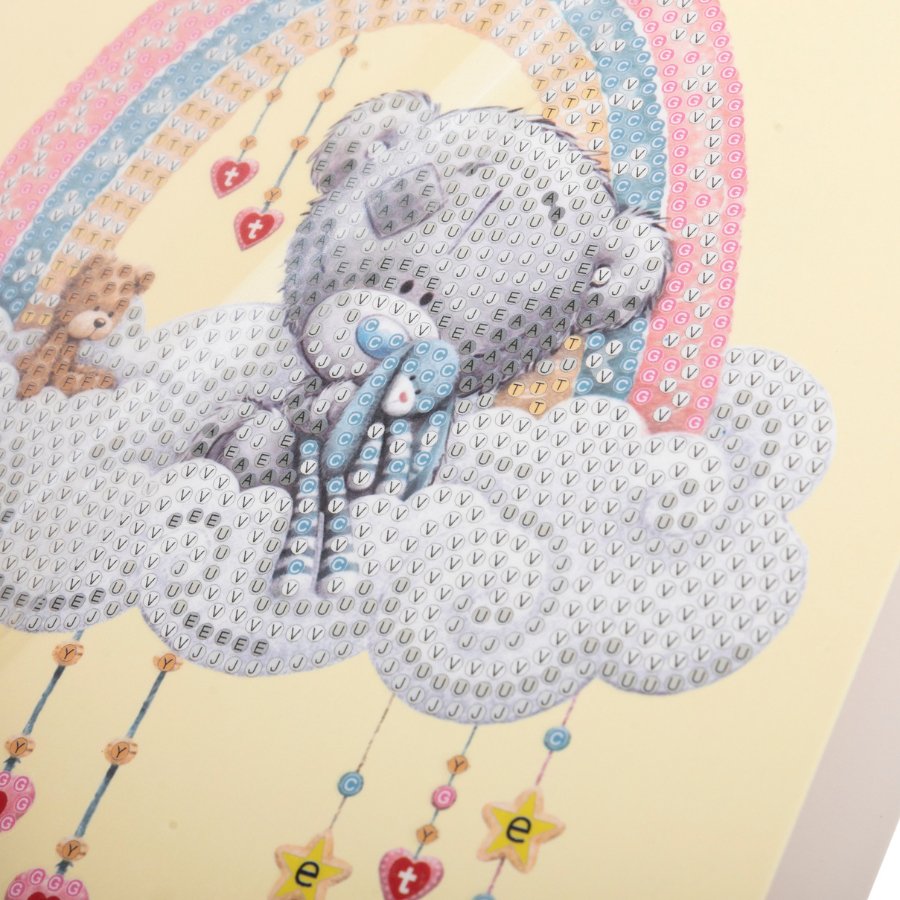 "New Baby" Tiny Tatty Teddy Crystal Art Card - 18x18cm Before