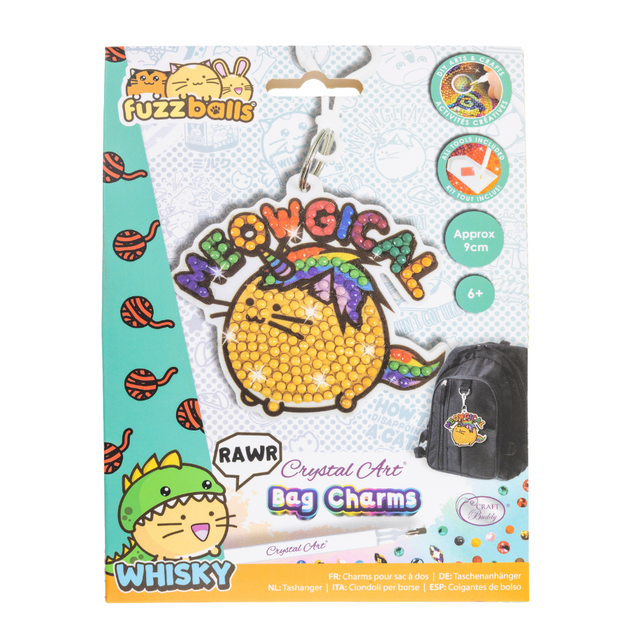 Meowgical Crystal Art Bag Charm Kit Fuzzballs