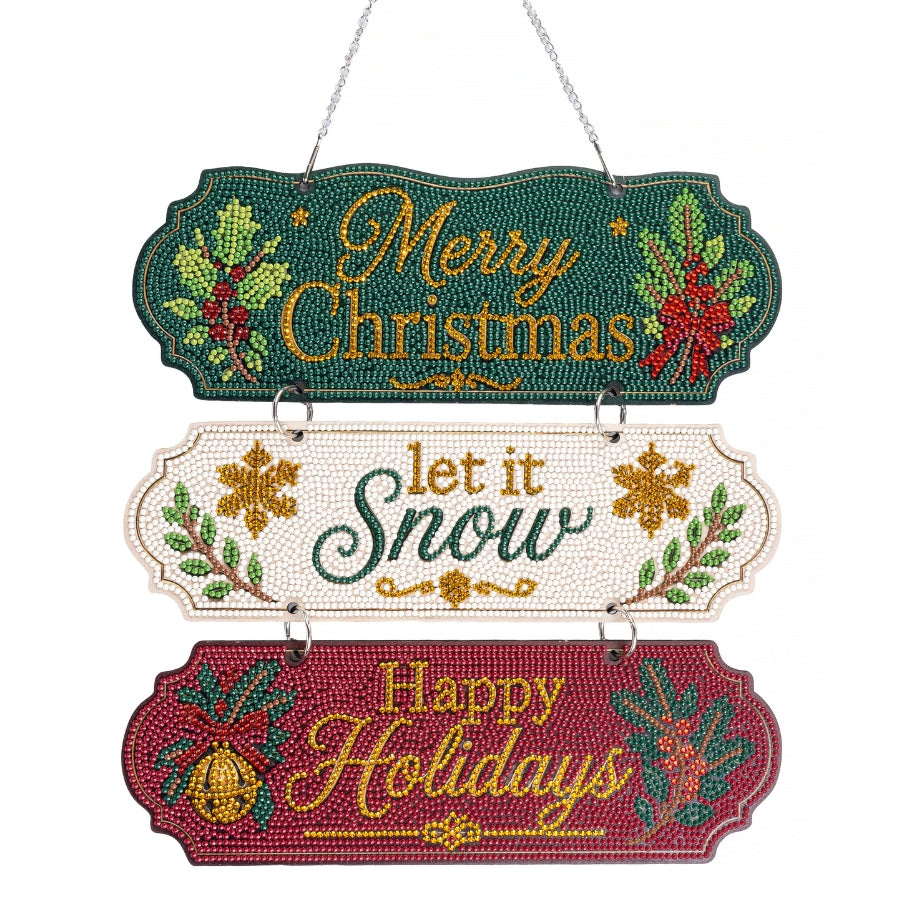 Merry Christmas Sign Crystal Art Hanging Decoration Kit