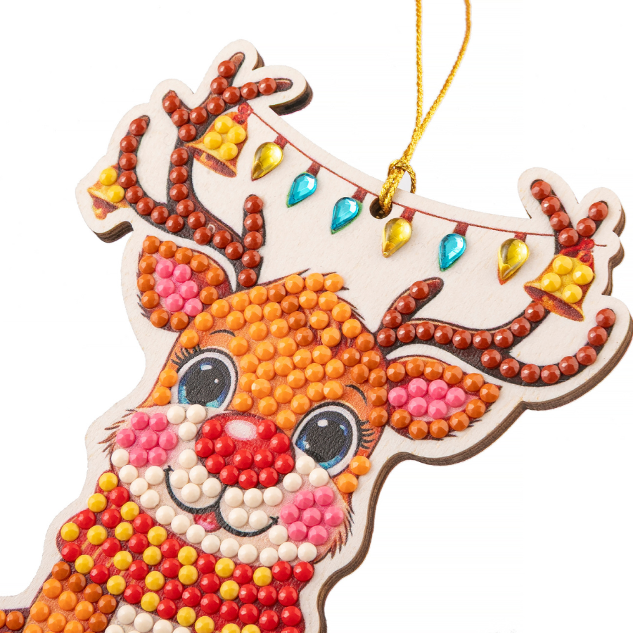 Merry Reindeer Crystal Art Hanging Buddies Decoration closeup