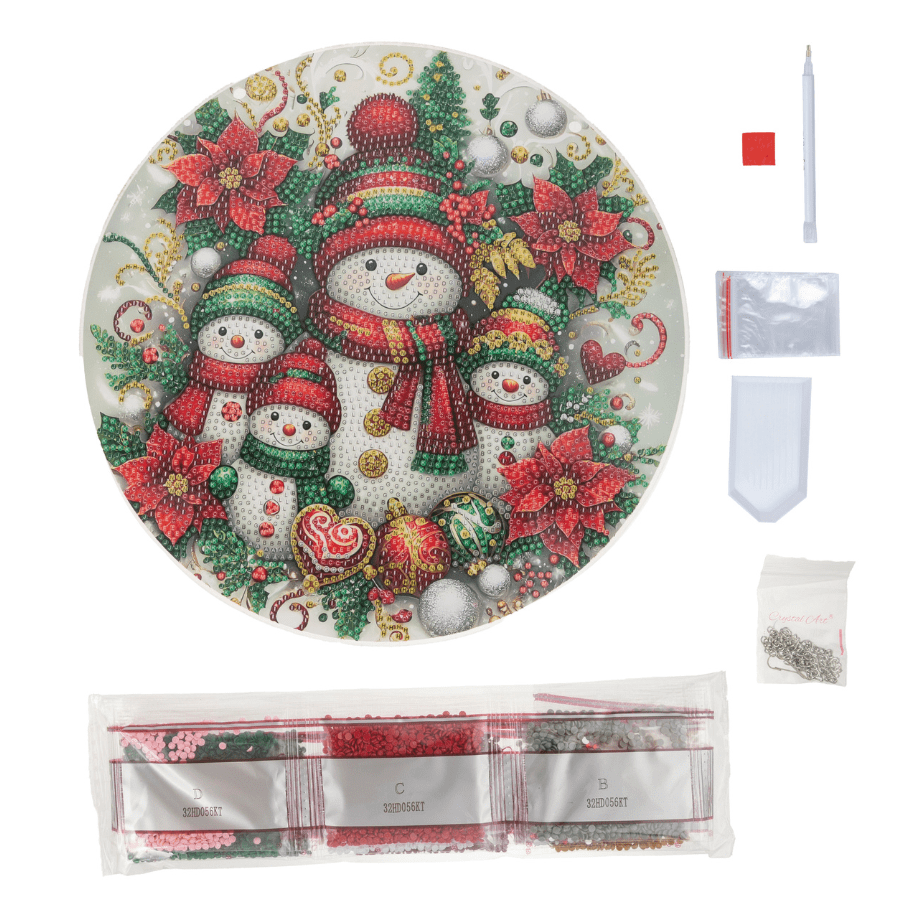Merry Snowmen Crystal Art Hanging Decoration contents