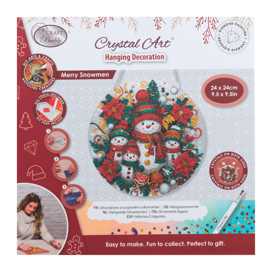 Merry Snowmen Crystal Art Hanging Decoration pack