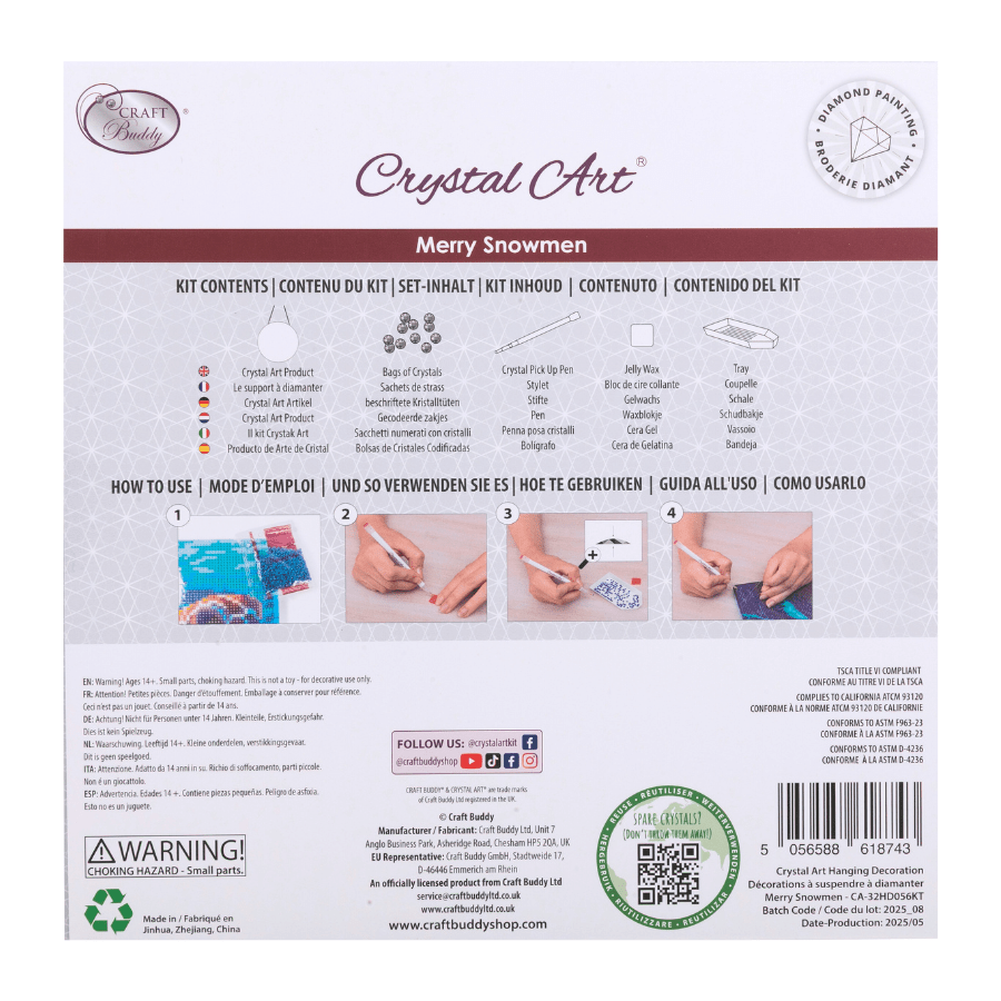 Merry Snowmen Crystal Art Hanging Decoration packback