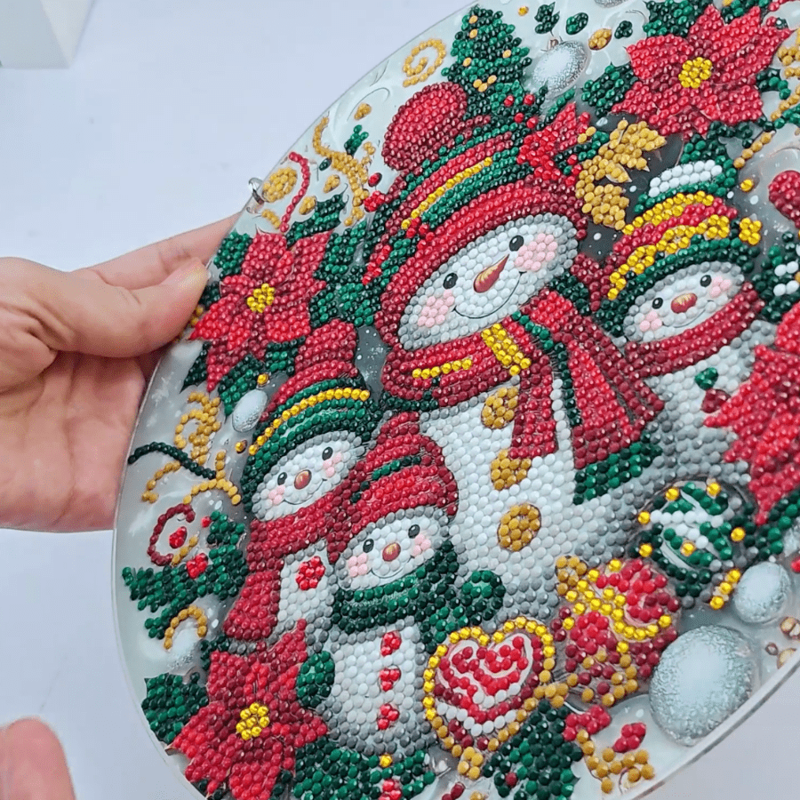 Merry Snowmen Crystal Art Hanging Decoration size