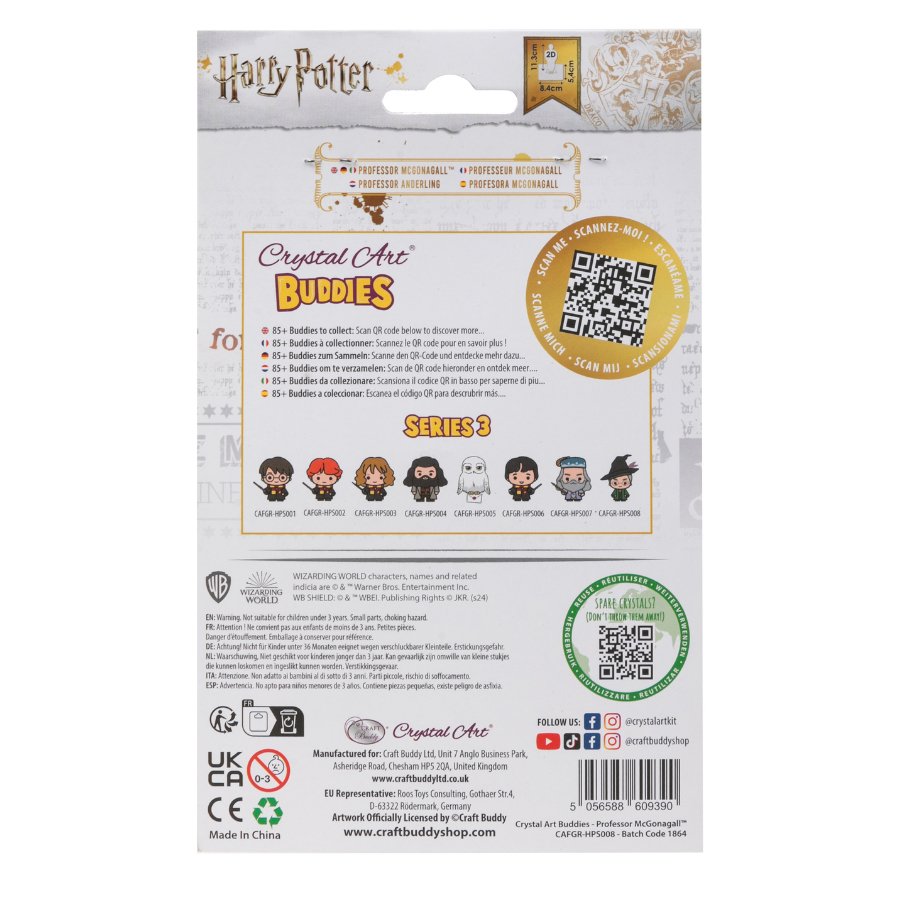 "Minerva McGonagall" Crystal Art Buddies Harry Potter Series 3 Back Packaging