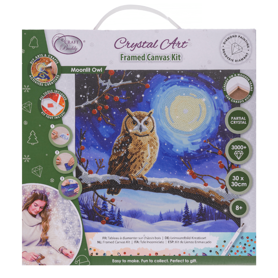 Moonlit Owl Crystal Art Canvas Kit 30x30cm