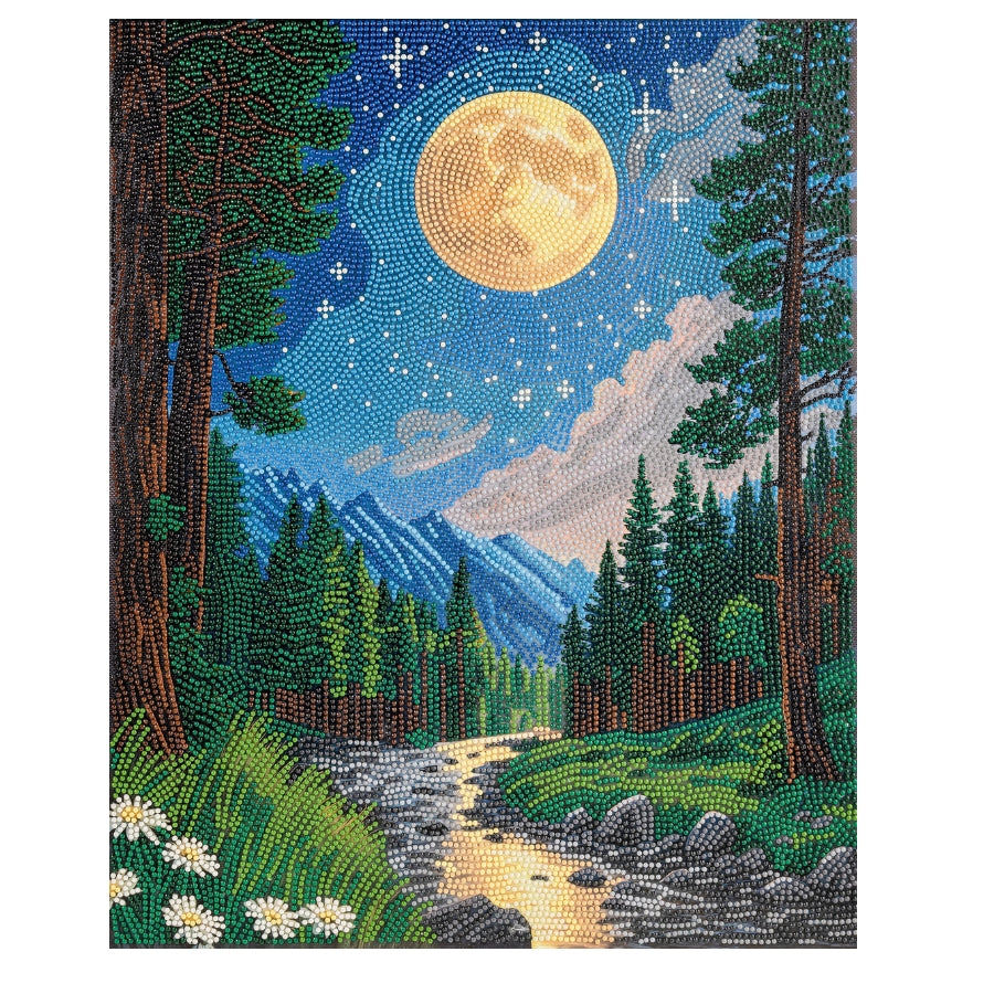 Mountain Moonrise Crystal Art Canvas Kit 40x50cm
