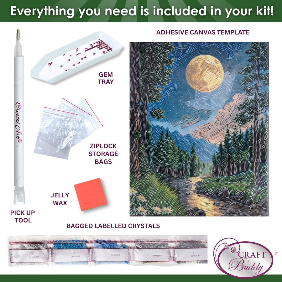 Mountain Moonrise Crystal Art Canvas Kit 40x50cm