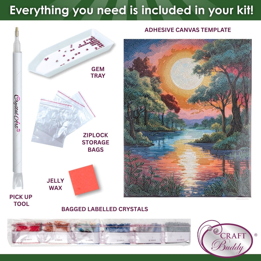 Moonlit Reflections Crystal Art Canvas Kit 40x50cm
