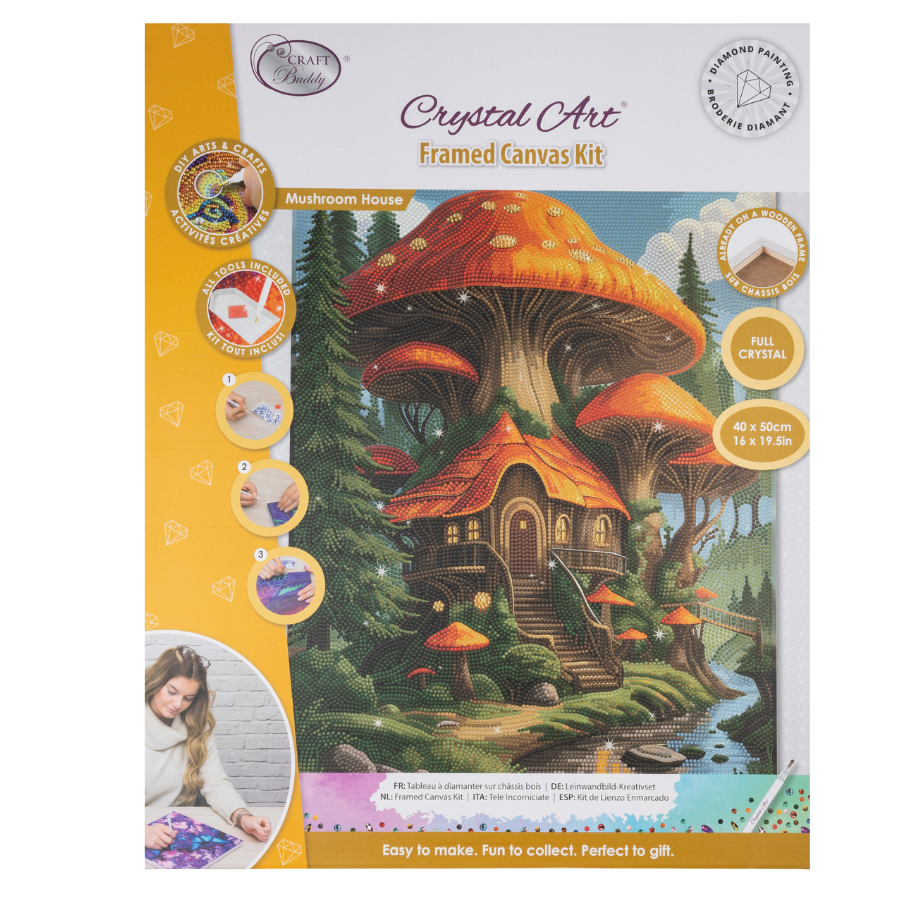 Mushroom House Crystal Art Canvas Kit 40x50cm