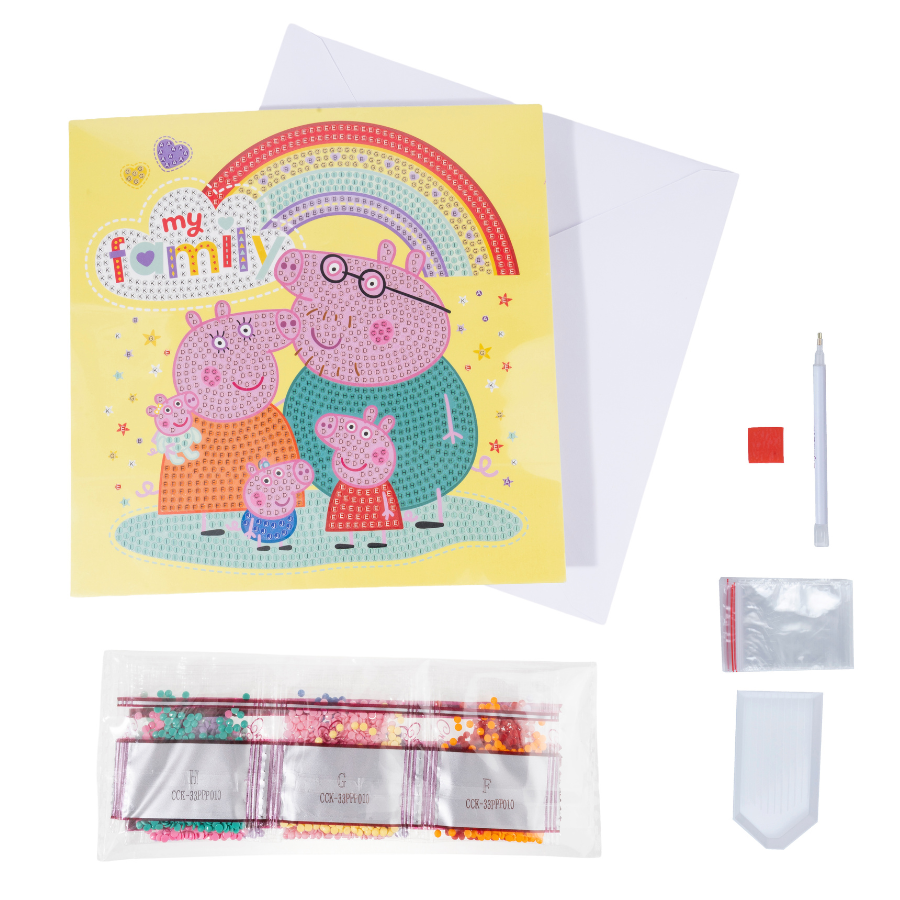 My Family Crystal Art Card 18x18cm Peppa Pig