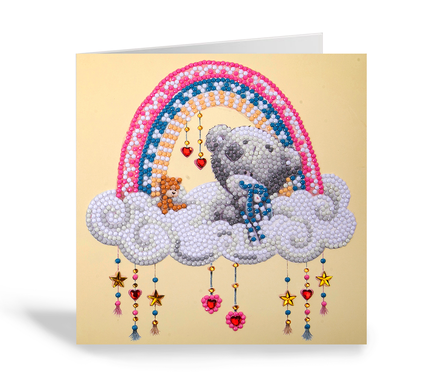 "New Baby" Tiny Tatty Teddy Crystal Art Card - 18x18cm