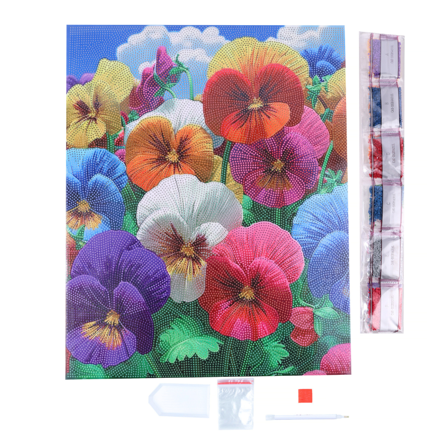 Perfect Pansies Crystal Art Framed Canvas Kit 40x50cm