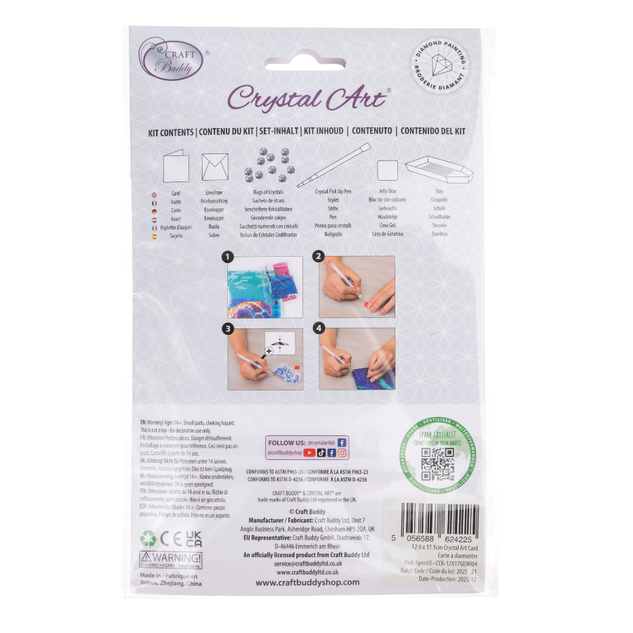 Pink Aperitif Crystal Art Card Kit 12.6cm x 17.5cm