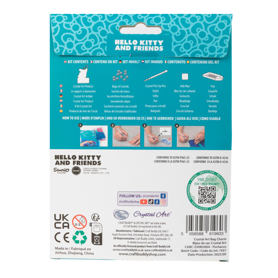 Pochacco Crystal Art Bag Charm Kit Hello Kitty