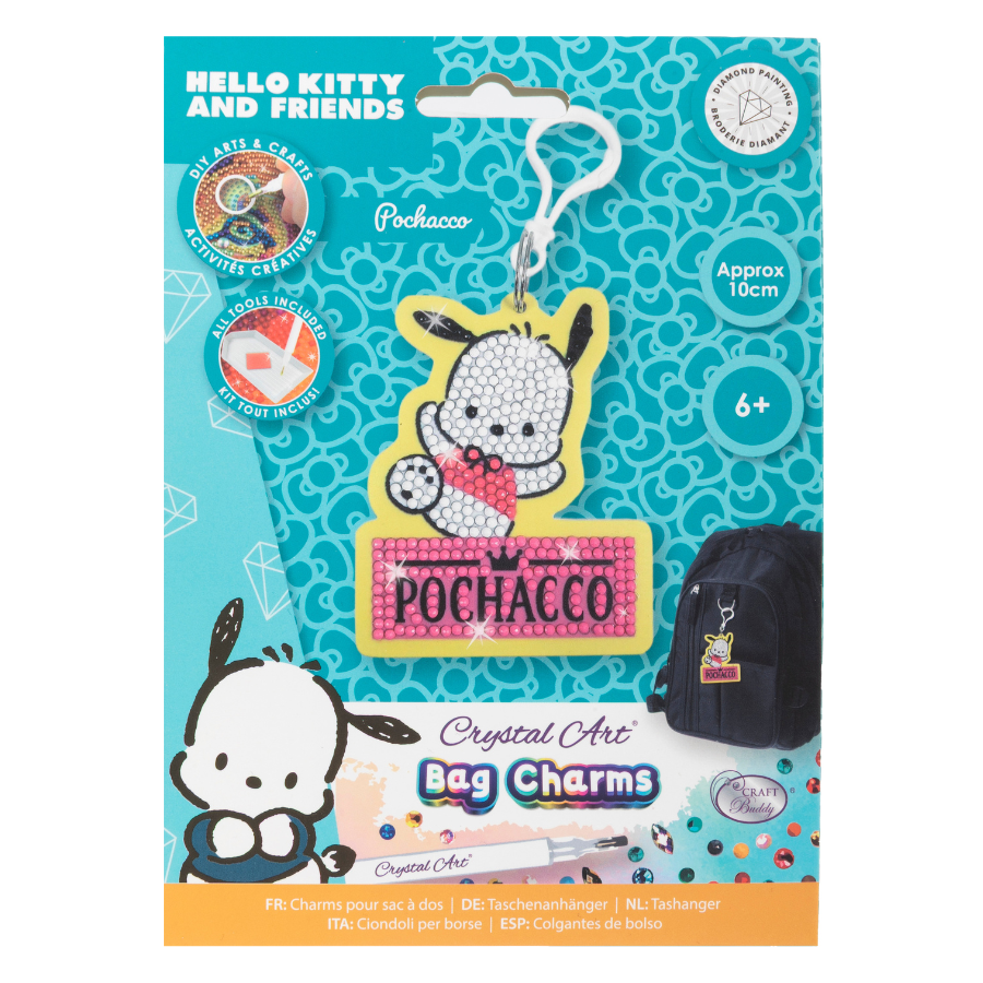 Pochacco Crystal Art Bag Charm Kit Hello Kitty
