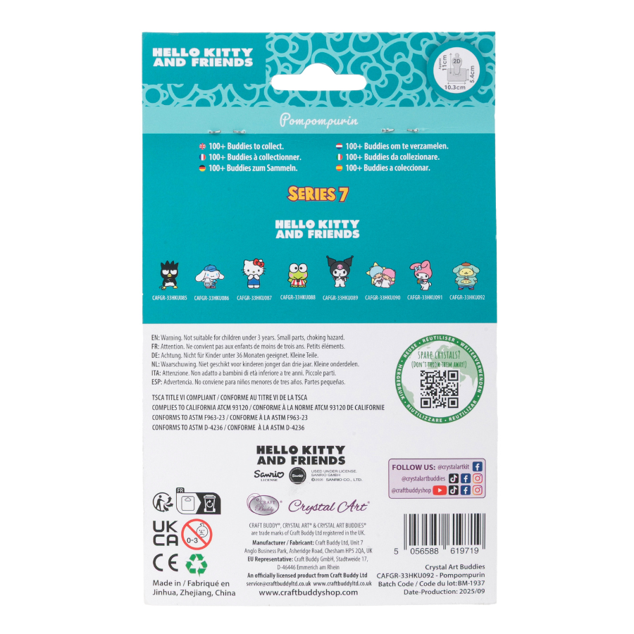 Pompompurin Crystal Art Buddies Hello Kitty Series 7