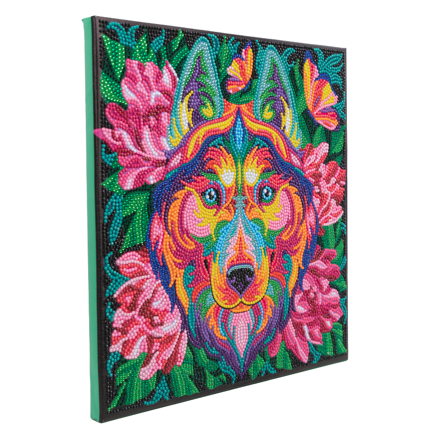 Rainbow Husky Crystal Art Canvas 30x30cm 9