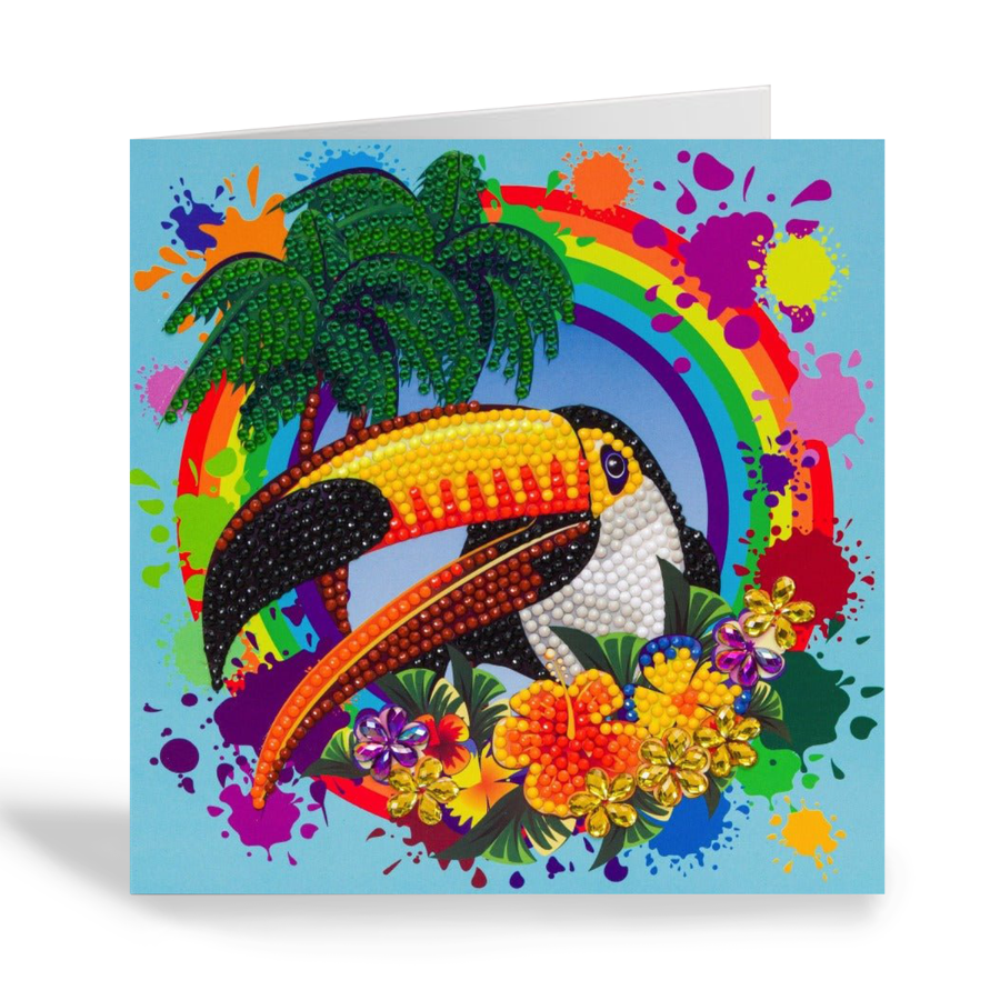 CCK-A78: "Rainbow Toucan" 18x18cm Crystal Art Card