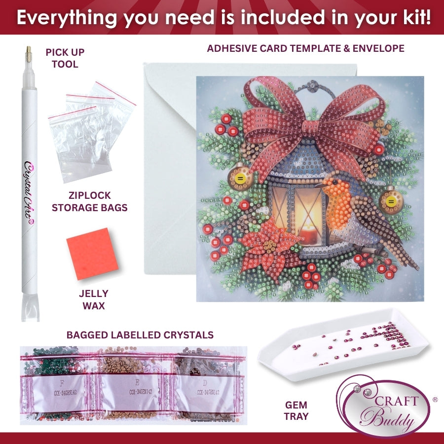 Robin Surprise Crystal Art Card Kit 15x15cm