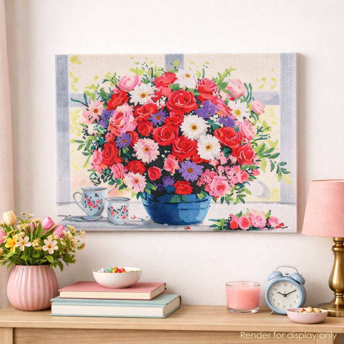 Roses in sunlight crystal art canvas 40x50 lifestyle