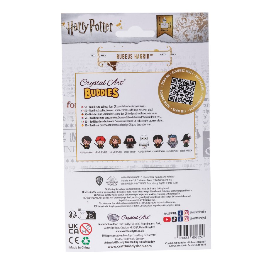 "Rubeus Hagrid" Crystal Art Buddies Harry Potter Series 3 Back Packaging