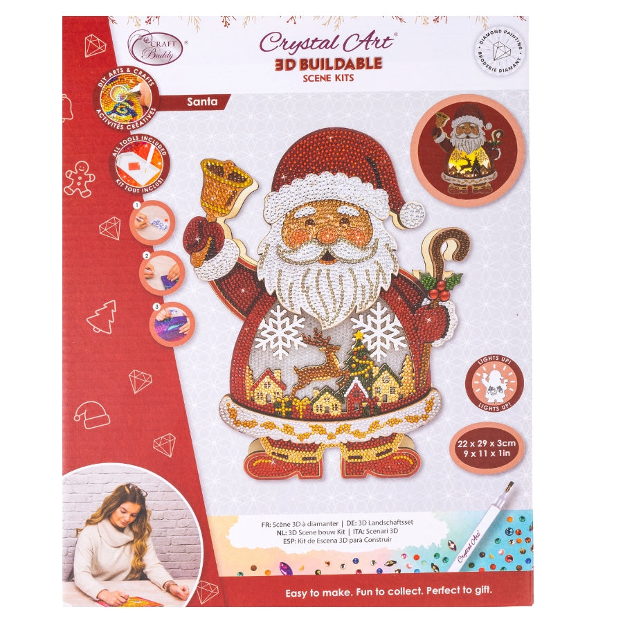 Santa Crystal Art 3D Buildable Scene Kit LED Light Up