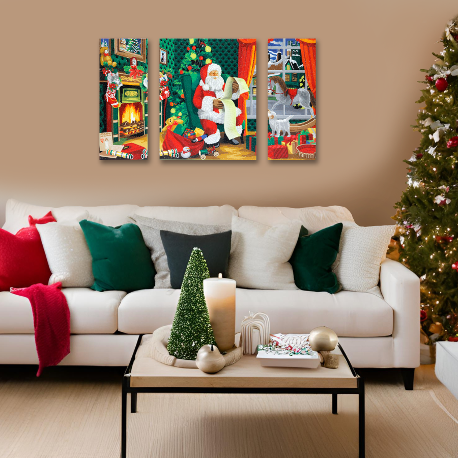 Santa Crystal Art Canvas Triptych Set 5