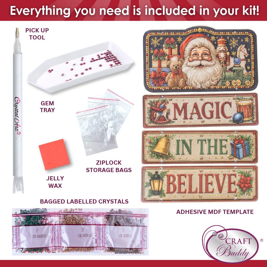 Santa Sparkle Sign Crystal Art Decoration Kit