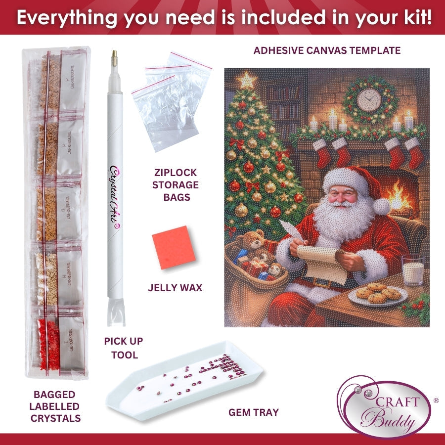 Santa's List Crystal Art Canvas Kit 40x50cm