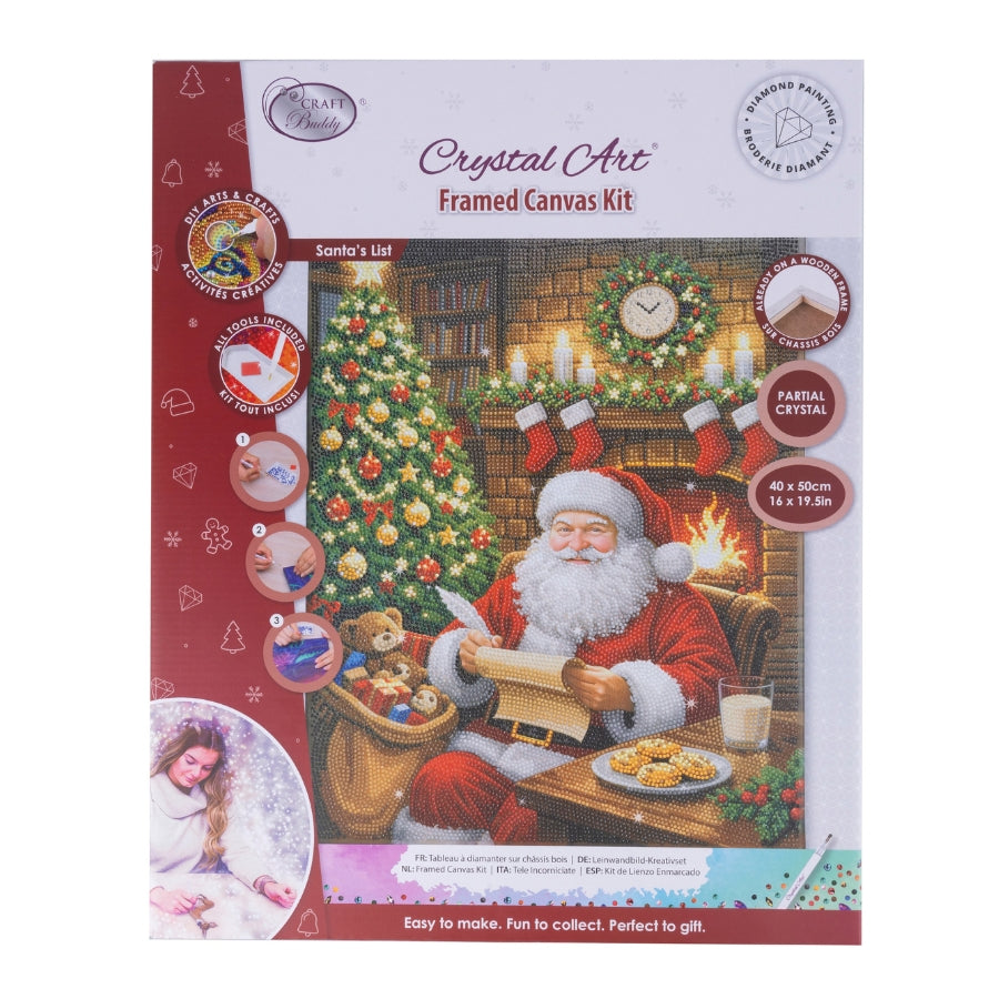 Santa's List Crystal Art Canvas Kit 40x50cm