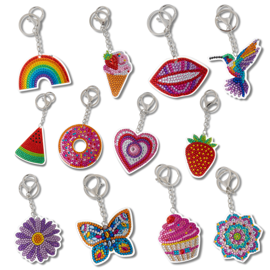 Shimmer Collection Crystal Art Keyring Kit - Set of 12