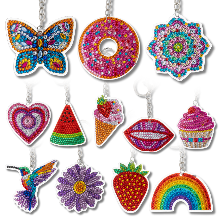 Shimmer Collection Crystal Art Keyring Kit - Set of 12