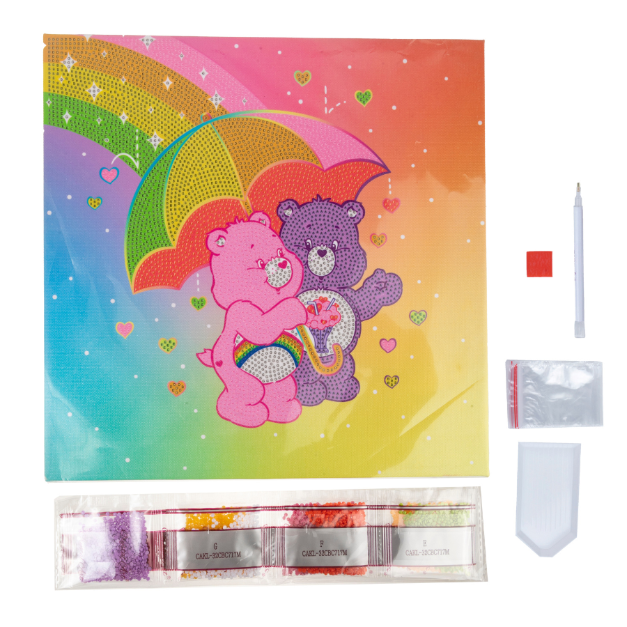 Showered With Love Crystal Art Canvas Care Bears 30x30 1