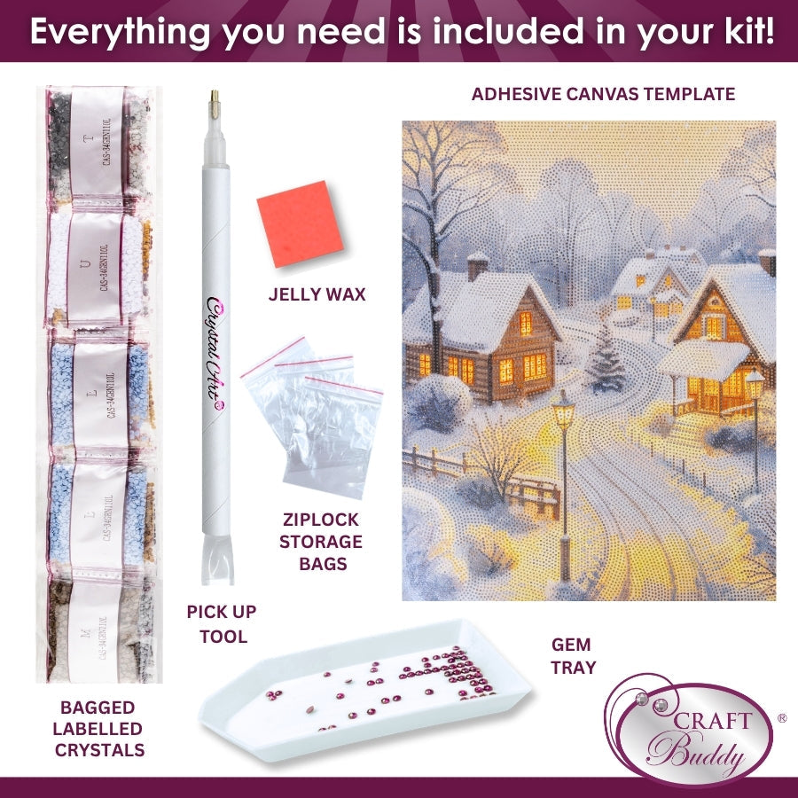 Snowy Lane Crystal Art Canvas Kit 40x50cm