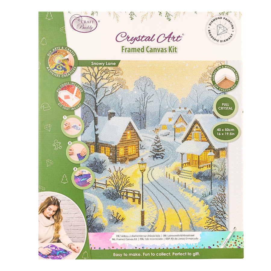 Snowy Lane Crystal Art Canvas Kit 40x50cm