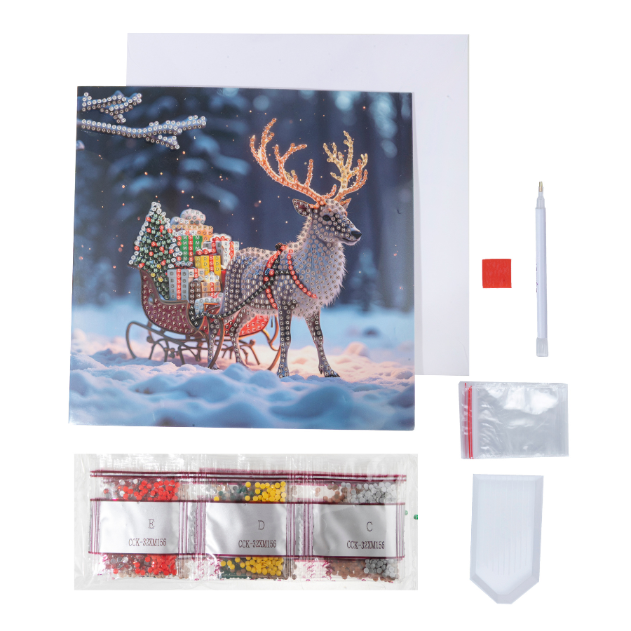 Snowy Sleigh Crystal Art Card 18x18 contents