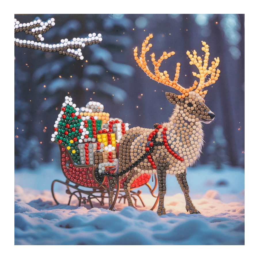 Snowy Sleigh Crystal Art Card 18x18 design
